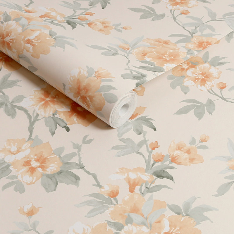 Laura Ashley Rosamund, papier peint naturel, Orange