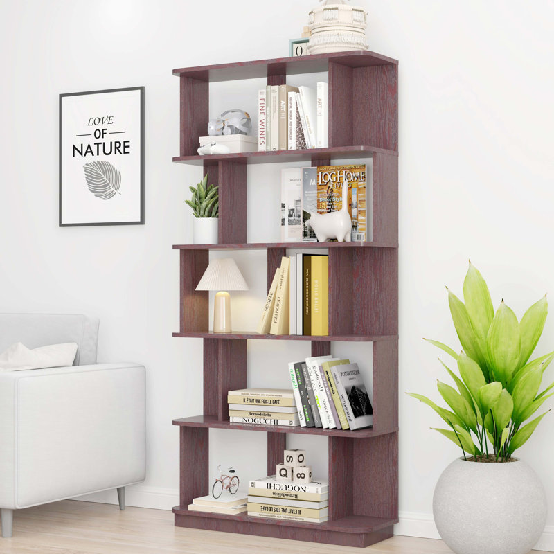 31.5" L X 64.56" H Free Combination Bookshelf Modern 5-Tier Open Storage Bookcase MDF Wood Display Shelving For Living Room Home Office Bedroom Decor Organizer, Media Storage Shelves