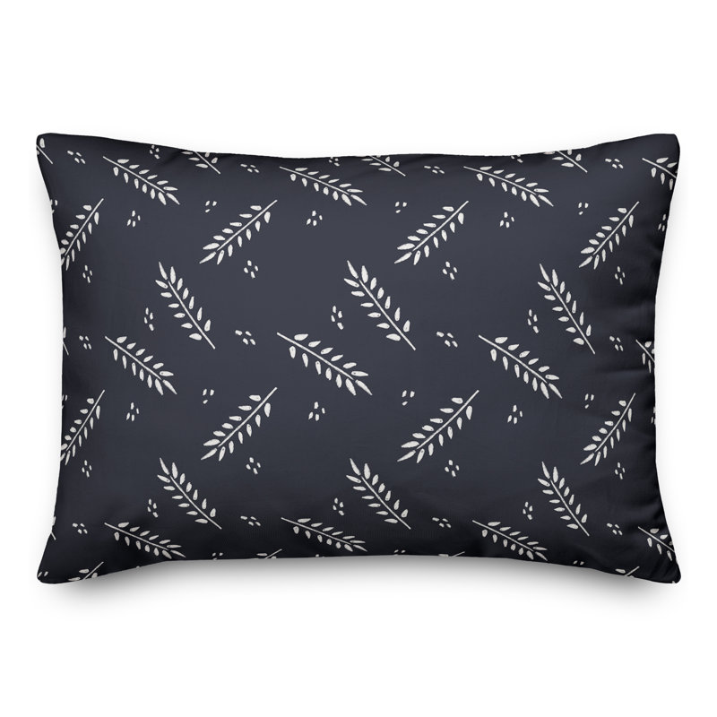  Coussin décoratif floral intérieur / extérieur en polyester, H 18 po x l 25 po, Marine