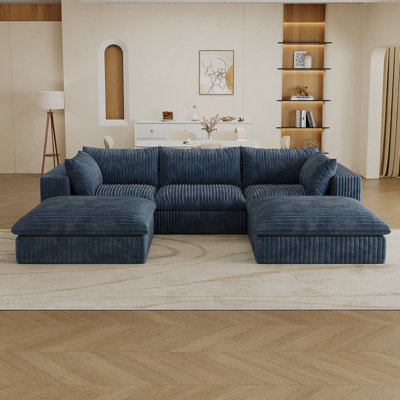 Cloud Sofa,Corduroy Fabric,Deep Seat Couches,Double-Layer Design,Removable Cushion