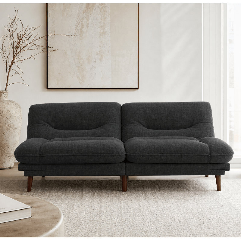 Canapé FUTON avec côtés et dossier réglables, Noir