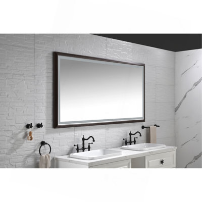 Miroir de salle de bain à DEL avec cadre en aluminium, miroir de meuble-lavabo mural, antibuée, mémoire, 3 couleurs, gradation continue