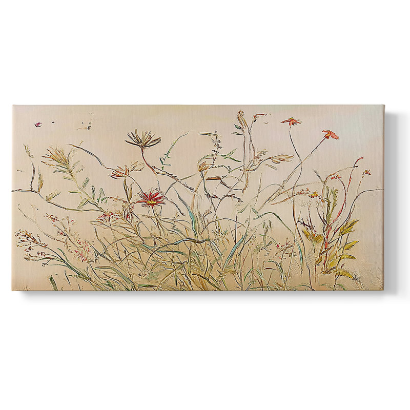 Botanical Series-CECII- Toile tendue avec châssis tendue, prête à être accrochée, H 21 po x l 41 po, Doré