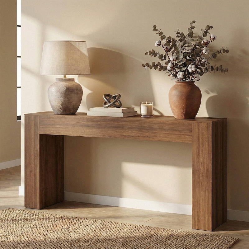 Console 63 po, table basse derrière le canapé, Brun châtaigne, H 32 po x l 63 po x P 12 po