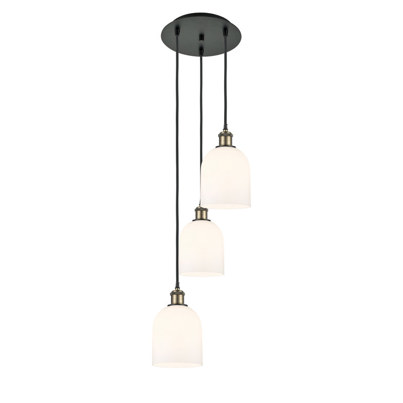 Odaniel 3 - Light Cluster Pendant, Gloss White, Black Antique Brass