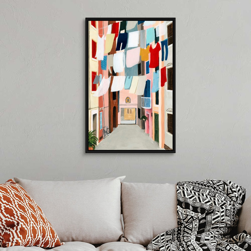 « Laundry Day II » par Grace Popp-impression sur toile, Toile avec cadre noir, H 38 po x l 26 po x P 1,75 po