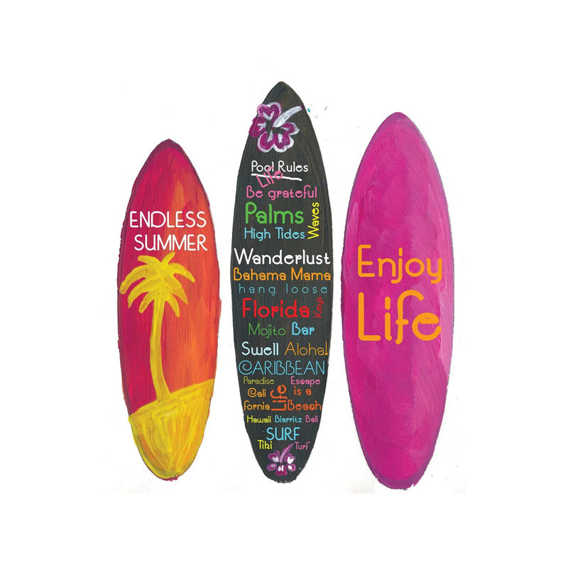 Surfboard Philosophy - Enjoy Life, Travel And Surf by Svetlana Balta - Painting on Canvas, Wrapped Canvas