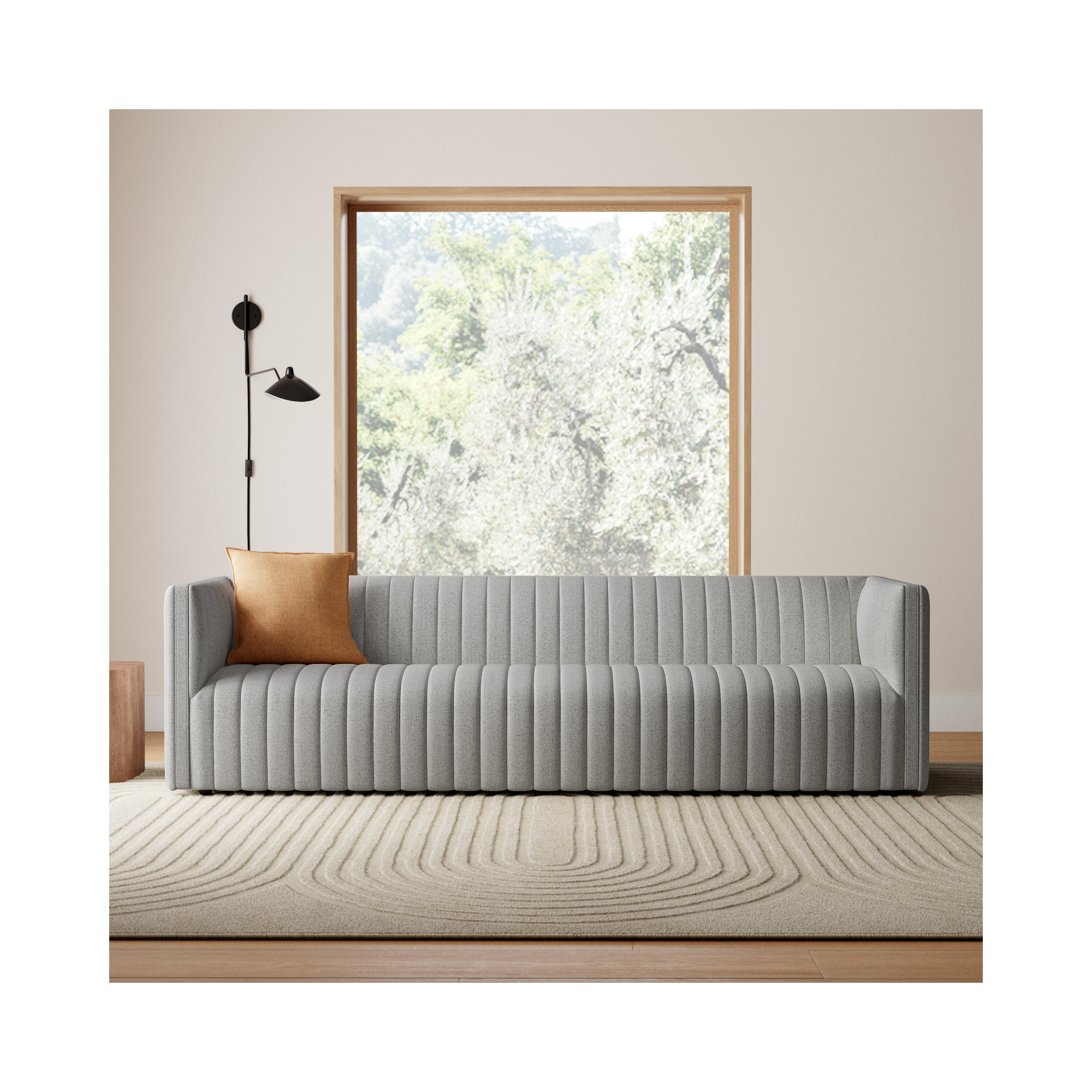 Brandt 97" Tuxedo Arm Sofa, 26.5" H x 88" W x 35" D, Orly Natural