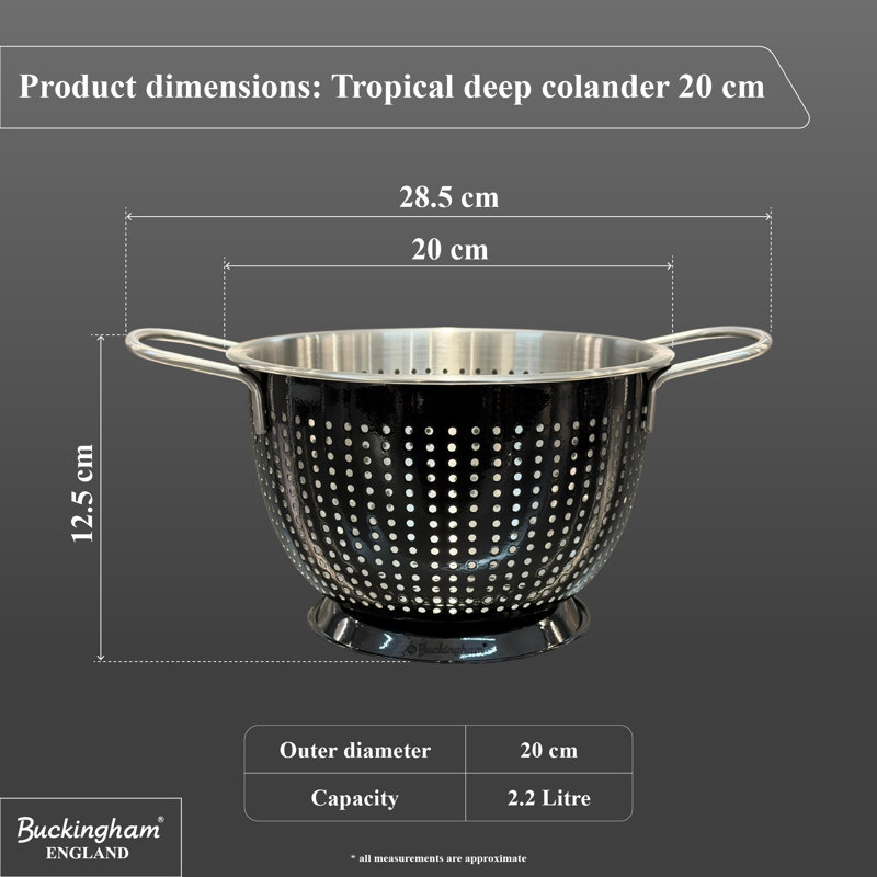 Buckingham Stainless Steel Colander, Black