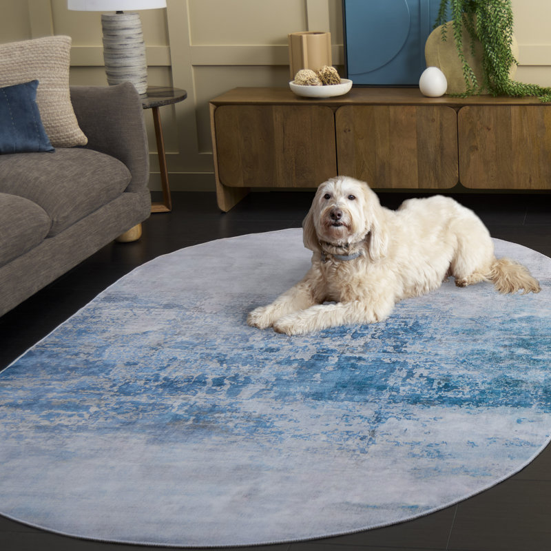 Tapis abstrait lavable à la machine Tacoma Performance, Ovale 5 pi x 8 pi