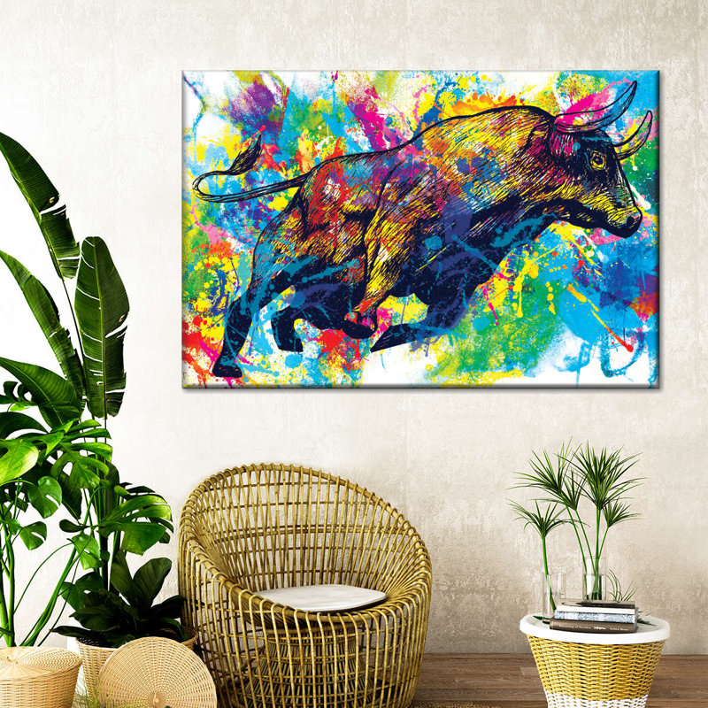 Bull Bull Splash, reproduction sur toile, H 26 po x l 39 po x P 1,25 po