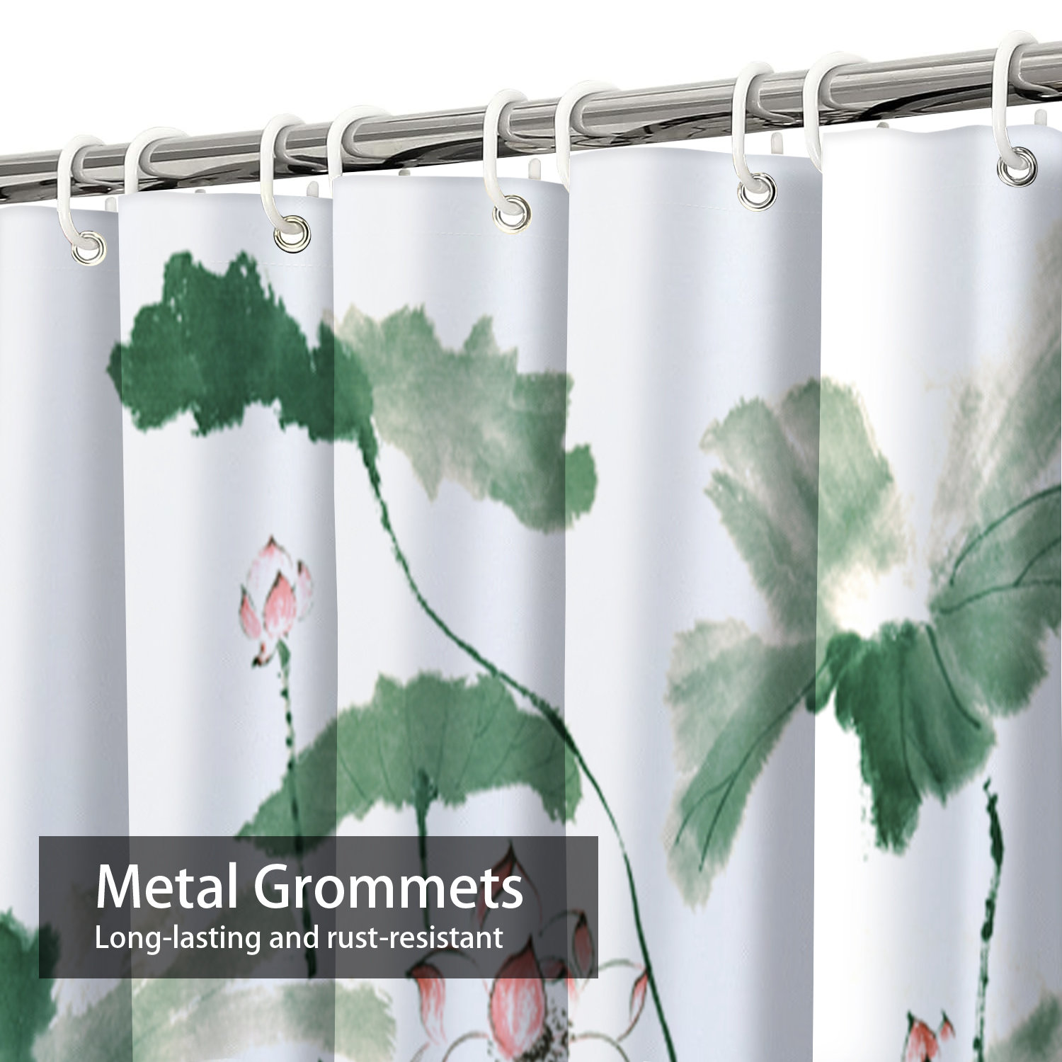 East Urban Home Chinese Lotus Waterproof Shower Curtain Ancient Chinese East Urban Home Chinese Lotus Waterproof Shower Curtain Ancient Chinese