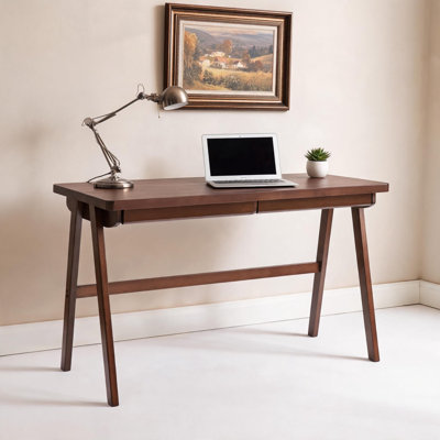 Bureau en hévéa massif avec tiroir, bureau rétro de 99 cm pour la maison ou le bureau à domicile