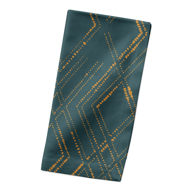 Serviette en coton 10 po Diamond, Bleu/doré