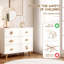 Commode enfant blanche à 3 tiroirs avec adorables poignées en bois en forme d'animaux – Meuble de rangement sécuritaire, spacieux et moderne pour chambre d'enfant
