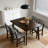 5-Piece Dining Set - 1 Solid Wood Table + 4 Upholstered Chairs-1935280681
