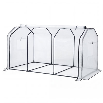 Mini serre avec double porte enroulable, bâche en polyéthylène et moustiquaire, 1,83 m de large x 0,91 m de profondeur