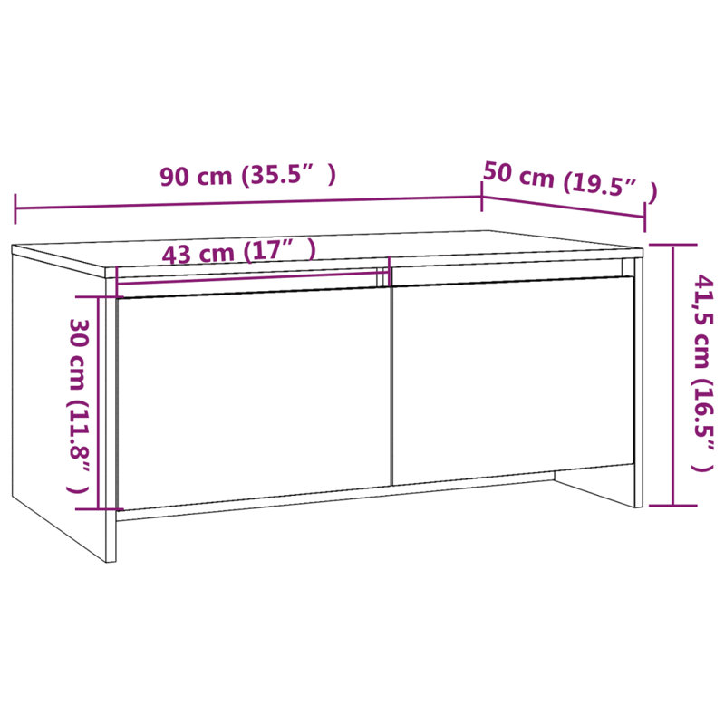 Coffee Table 90x50x41.5 cm Engineered Wood, Sonoma Oak