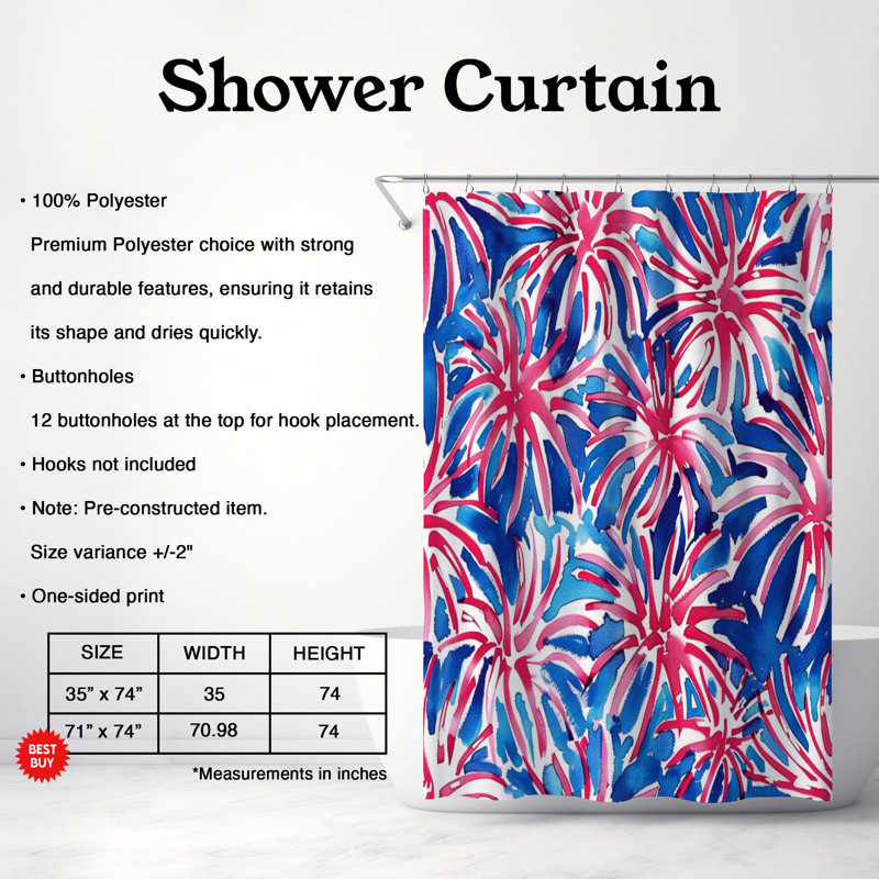 Rideaux de douche 1 pièce Stylish Explosions, H 74 po x l 71 po