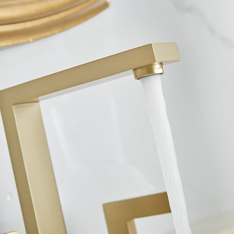 Widespread 2-handle Bathroom Faucet with Drain Assembly, Brushed Gold
