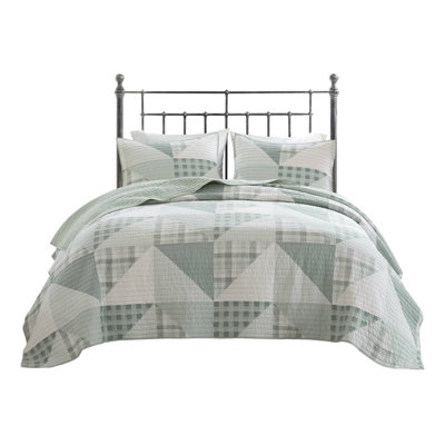 Premium Cotton Bedding Sets, King/cal King, Green Multi Layered Design For All Seasons