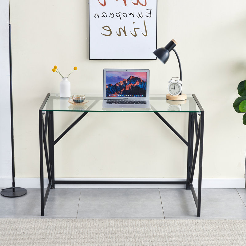 Bureau d'ordinateur en verre transparent Tempe