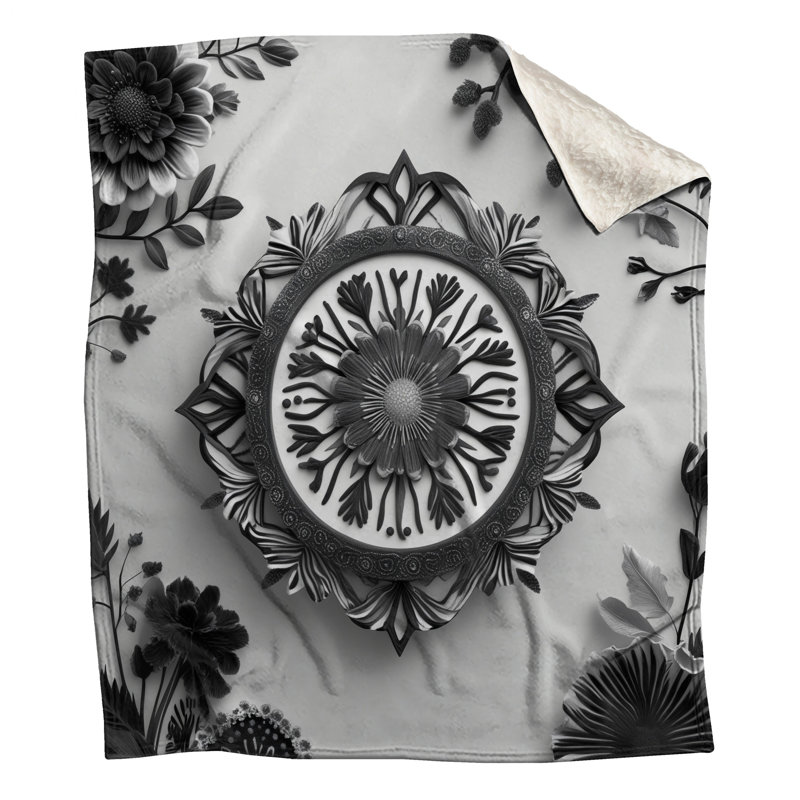 Couvertures mandala noires et blanches, L 50 po x H 60 po
