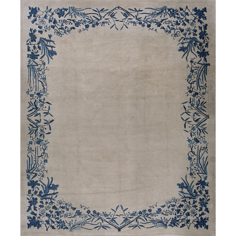 Wool 1920s Rectangle Chinese Room Size Knotted Ivory - Peking Antique Rug