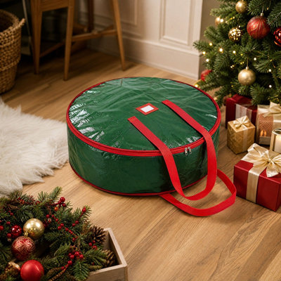 Christmas Decor Christmas Wreath Storage Bag For Storing Artificial Flower Wreaths During The Holidays With Sturdy And Durables Handles A Storage Bag