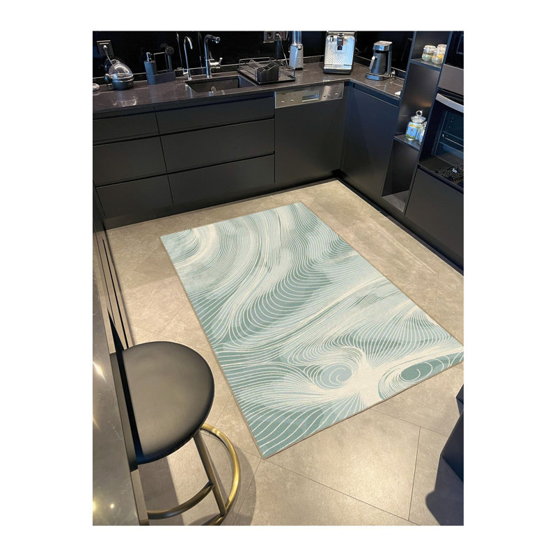 Tapis vert lavable à rayures, Sous-tapis carré 3 pi 11 po inclus
