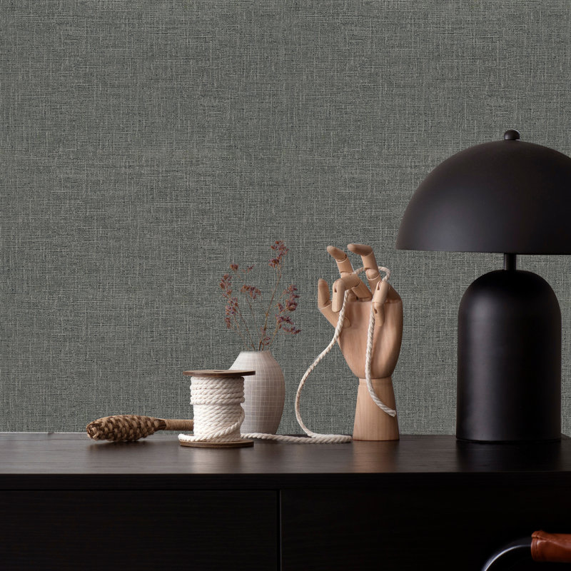 "Finesse 304.8m x 1.32m Textured Non-Pasted Roll, Charcoal 