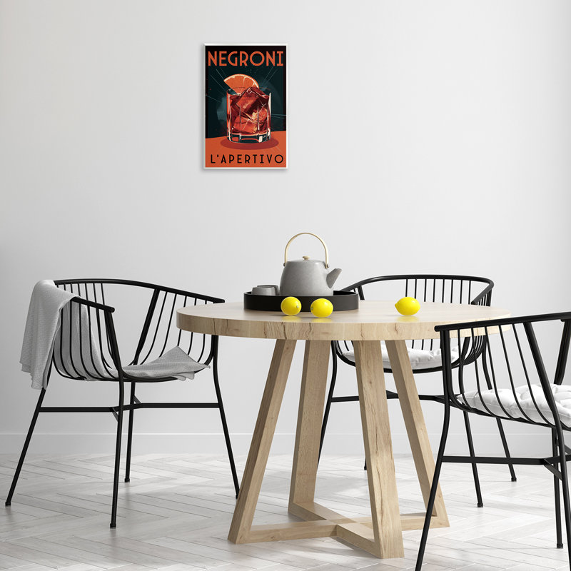 Plaque murale rétro Mid-Century Negroni Drink, design par Andreas Magnusson, H 15 po x l 10 po