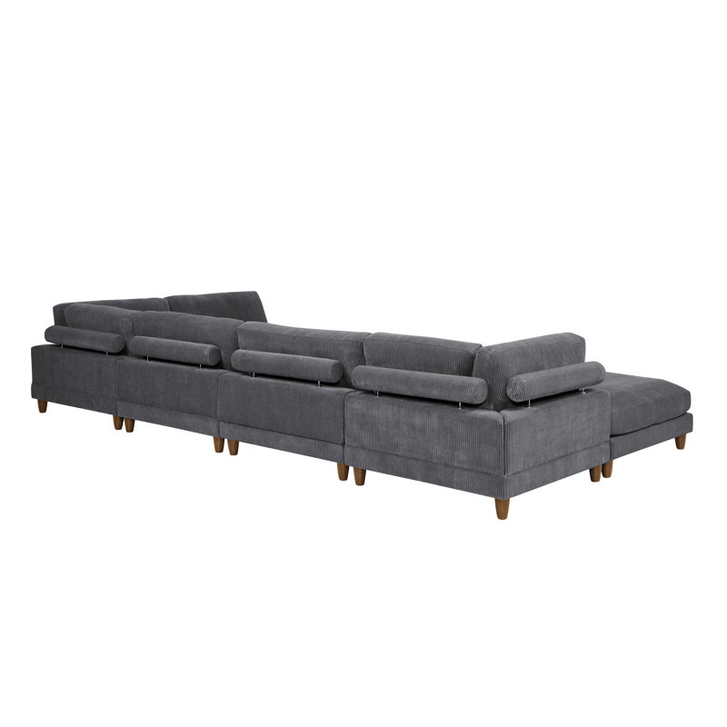 Espinosa Corduroy Sectional Symmetrical, Gray Corduroy