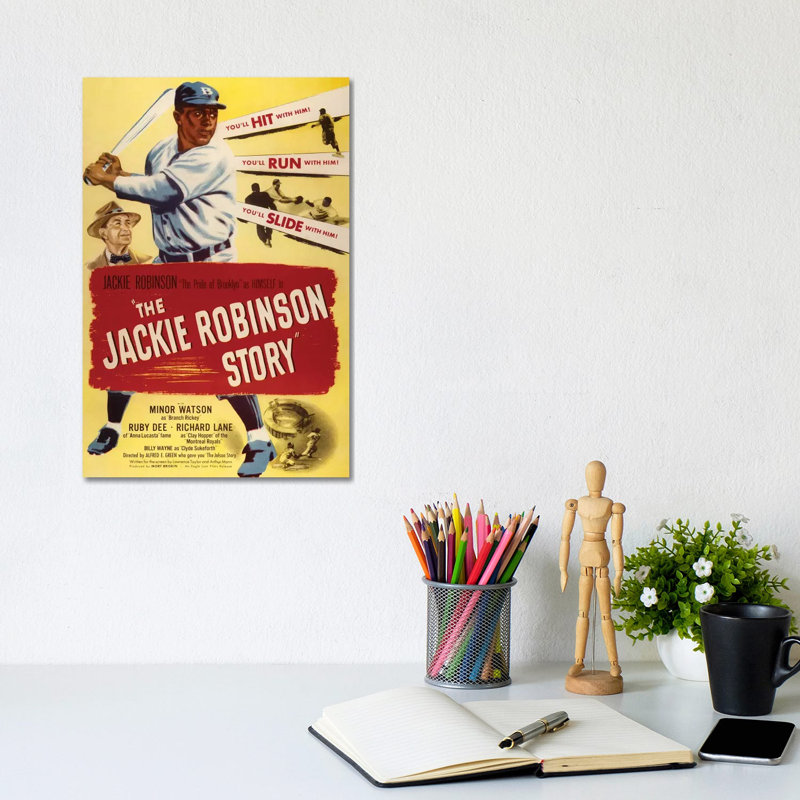 L'histoire de Jackie Robinson - publicité imprimée, H 12 po x l 8 po x P 0,75 po, Toile tendue, Aucun mat