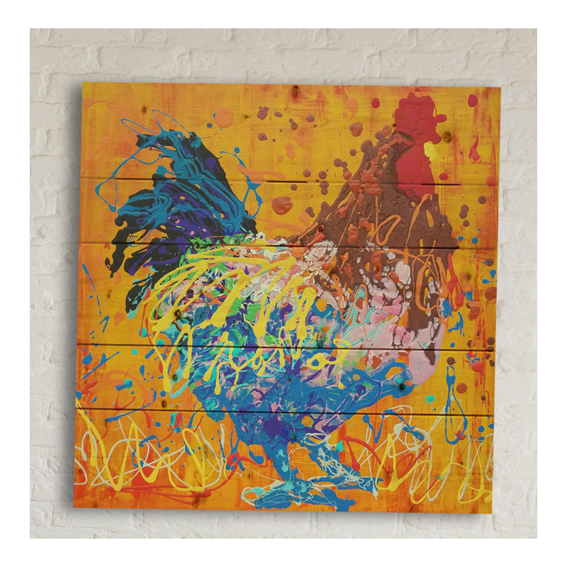 « freeman the coq », reproduction d’art sur bois