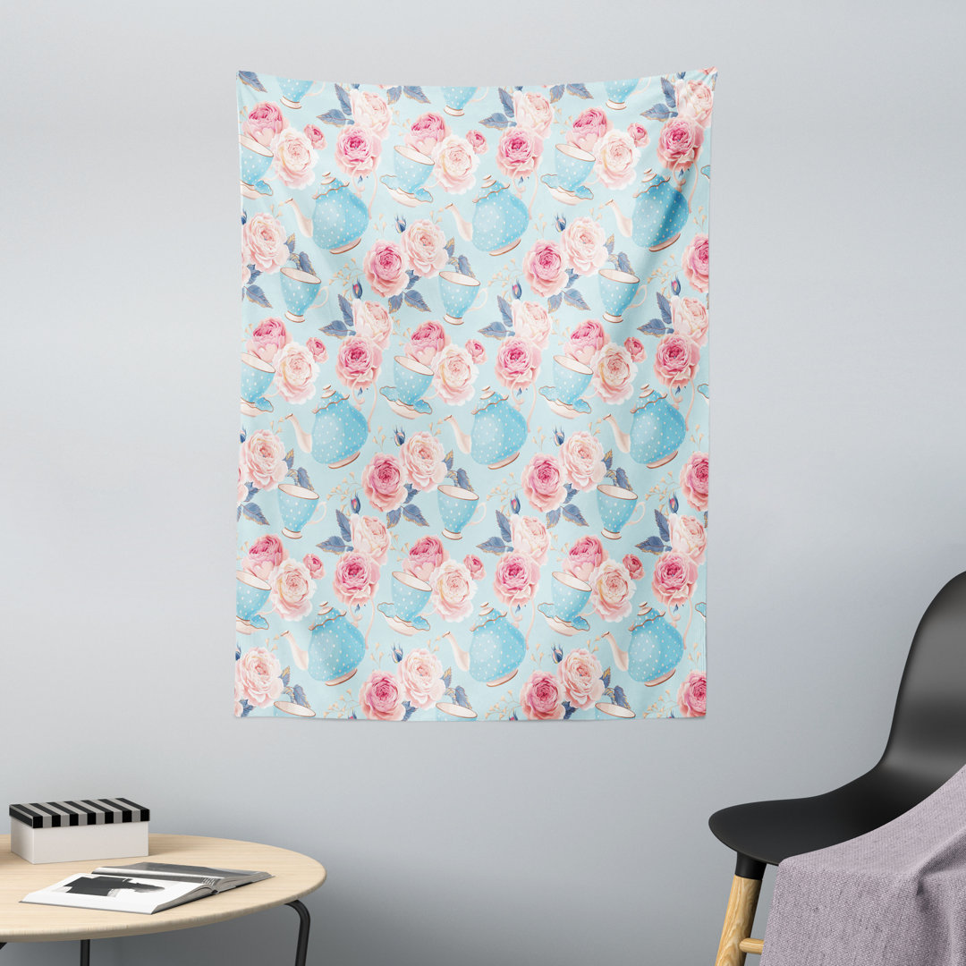 Wandbild Blumen Rosen Teekanne