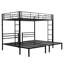 Lit superposé triple en métal noir avec conception double au-dessus de simple, vertical, rail et rangement pour les soirées pyjamas de printemps