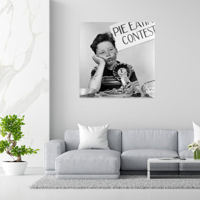 1950S Boy Wins 1St Prize At Pie-Eating Contest And Looks Sick Classic Retro Vintage Wall Art