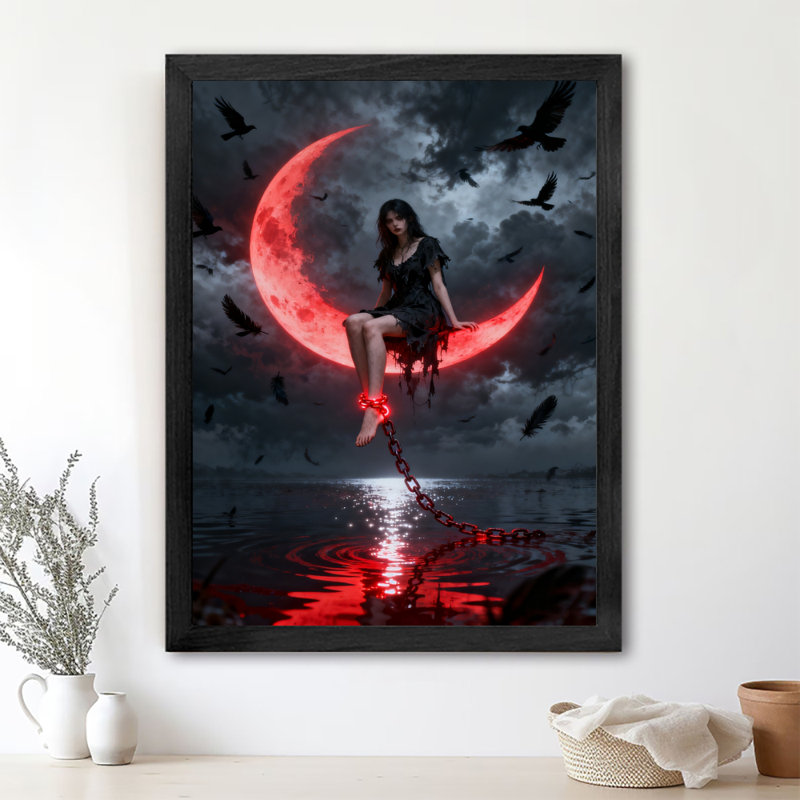 Art encadré noir, "The Black vêtu" lié par le sort, impressions sur toile de style rétro, H 11 po x l 9 po