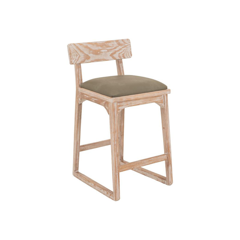 Tabouret de bar rembourré 30 po Balam, Green Seat/Light Brown Frame, Tabouret de bar (siège de 30 po de hauteur)