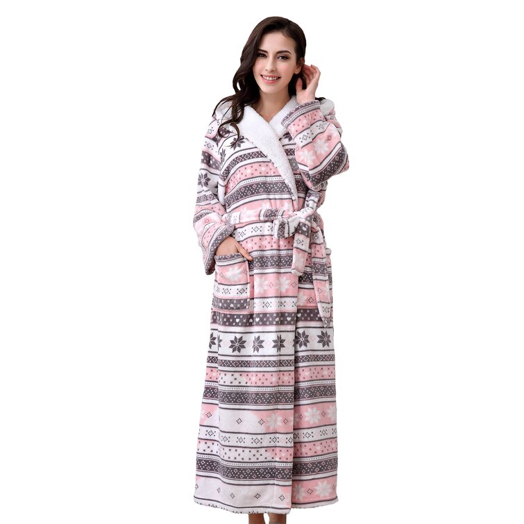 Cuoff Couples Winter Lengthened Bathrobe Splicing Home Clothes Long Sleeved Robe  Coat 