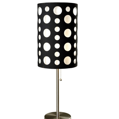33" Tall Metal Table Lamp, Retro Design With Black And White Shade