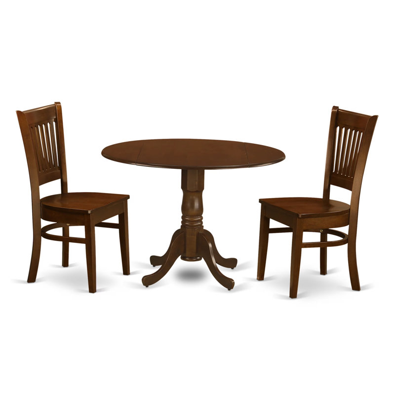 Ensemble de coin repas 3 pièces pour petits espaces comprenant une table ronde Dropleaf et 2 chaises de salle à manger, 42 x 42 pouces, espresso