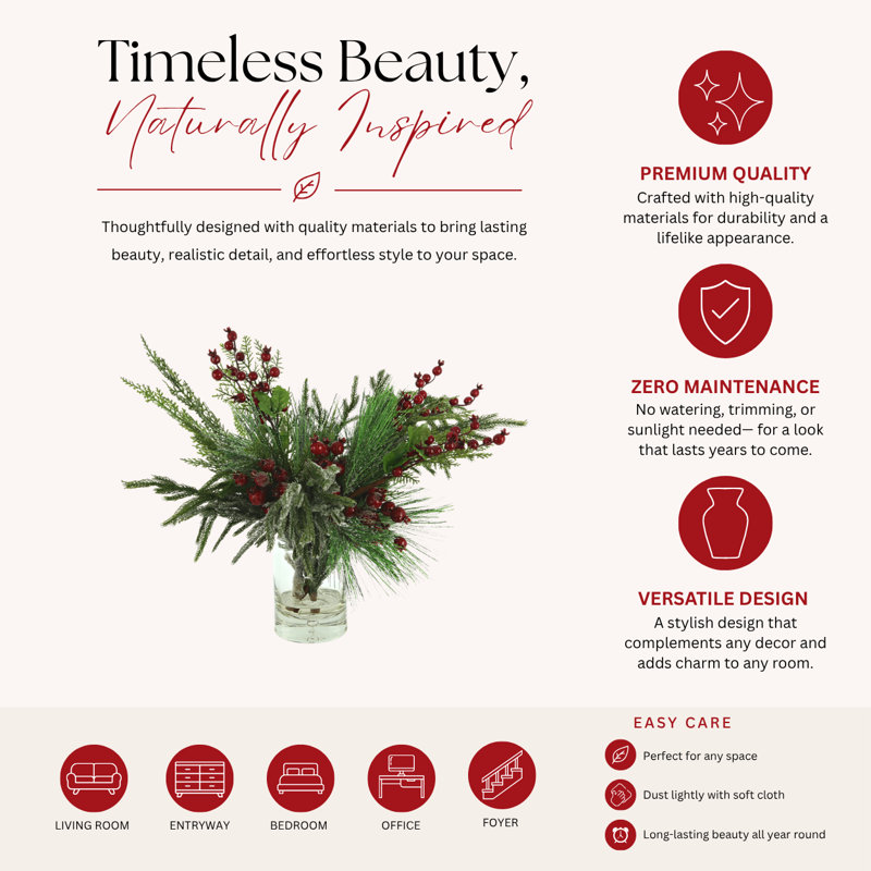 Evergreen and Berry Holiday Arrangement