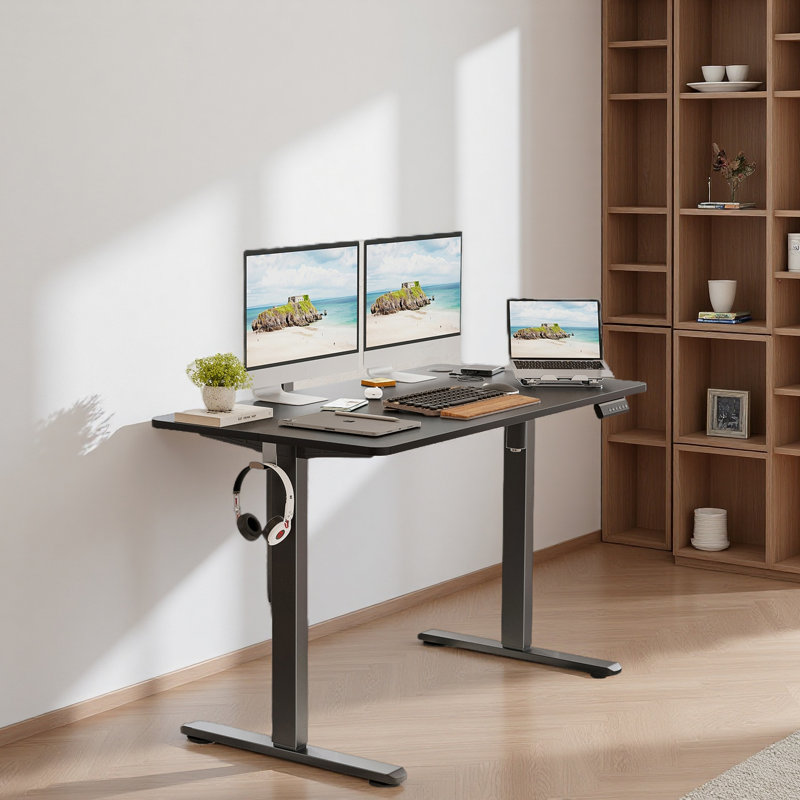 Bureau de travail électrique à hauteur réglable, H 47 po x l 48,43 po x P 24 po, Noir