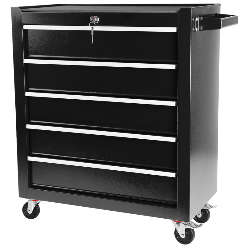 5 Drawers Rolling Tool Chest with Wheels, Portable Rolling Tool Box on Wheels, Black