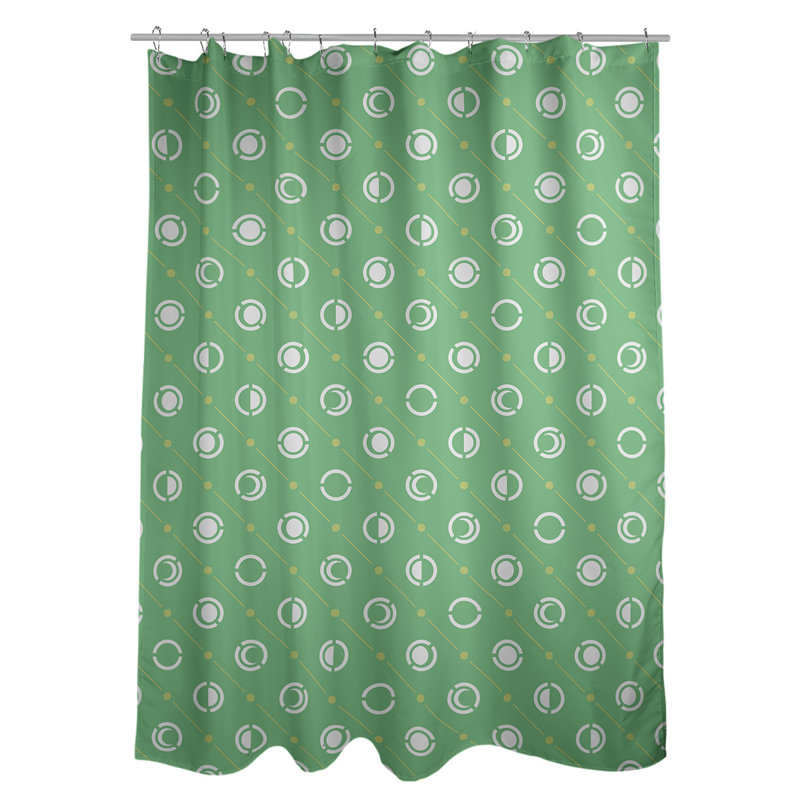 Rideau de douche à phases simples classic moon Noira Gothard, Vert forêt / Jaune