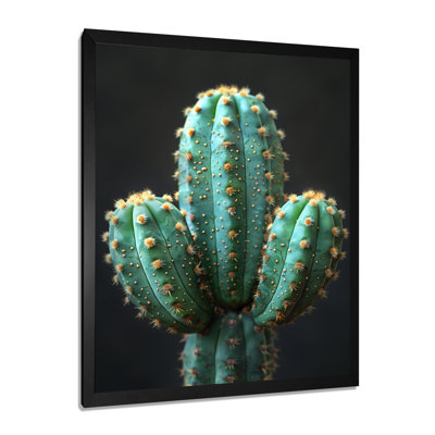 Cactus vert, désert noir, cactus floral, salon d'art mural