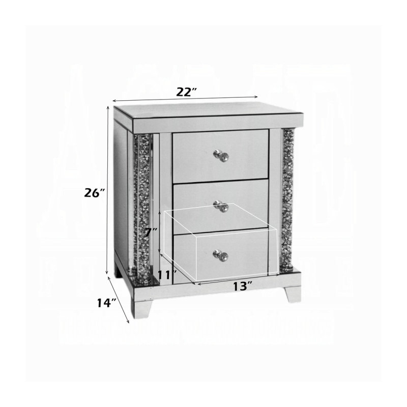 Table d'appoint ACME Noralie, miroir et faux diamants