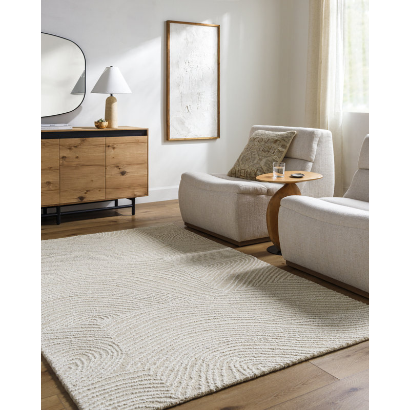 Jerrye Hand Tufted Wool Indoor Rug, Rectangle 5'7" x 6'
